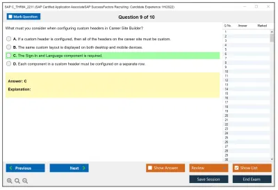SAP C_THR84_2211 SAP Certified Application AssociateSAP SuccessFactors Recruiting: Candidate Experience 1H/2022 Practice test exam simulator test engine exam Prep practice test questions answers Image 9