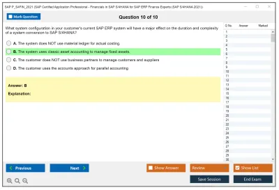 SAP P_S4FIN_2021 SAP Certified Professional - Financials in SAP S/4HANA 2021 for SAP ERP Finance Experts Practice test exam simulator test engine exam Prep practice test questions answers Image 10