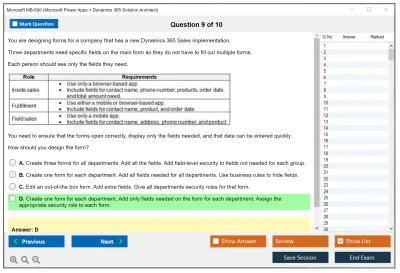 Microsoft MB-600 Microsoft Power Apps + Dynamics 365 Solution Architect Practice test exam simulator test engine exam Prep practice test questions answers Image 9