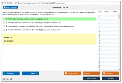 SAP C_C4H260_01 SAP Certified Technology - SAP Marketing Cloud (2002) Implementation Practice test exam simulator test engine exam Prep practice test questions answers Image 7