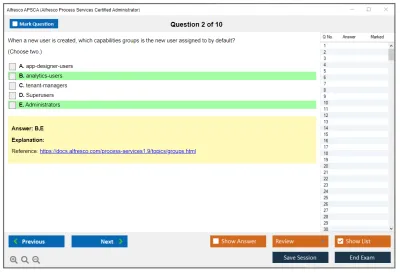 Alfresco APSCA Alfresco Process Services Certified Administrator Practice test exam simulator test engine exam Prep practice test questions answers Image 2