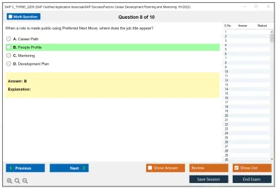 SAP C_THR95_2205 SAP Certified Application AssociateSAP SuccessFactors Career Development Planning and Mentoring 1H/2022 Practice test exam simulator test engine exam Prep practice test questions answers Image 8