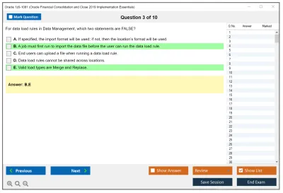 Oracle 1z0-1081 Oracle Financial Consolidation and Close 2019 Implementation Essentials Practice test exam simulator test engine exam Prep practice test questions answers Image 3