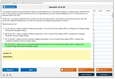 Microsoft 70-417 Upgrading Your Skills to MCSA Windows Server 2012 Practice test exam simulator test engine exam Prep practice test questions answers Image 16