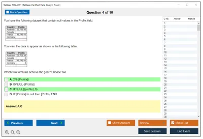 Tableau TDA-C01 Tableau Certified Data Analyst Exam Practice test exam simulator test engine exam Prep practice test questions answers Image 4