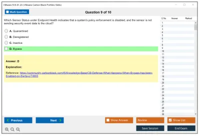 VMware 5V0-91.20 VMware Carbon Black Portfolio Skills Practice test exam simulator test engine exam Prep practice test questions answers Image 9