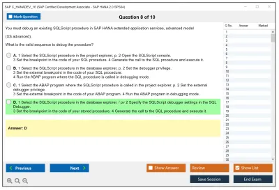 SAP C_HANADEV_16 SAP Certified Development Associate - SAP HANA 2.0 SPS04 Practice test exam simulator test engine exam Prep practice test questions answers Image 8