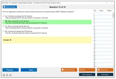 EMC DES-1121 Specialist - Implementation Engineer, PowerMax and VMAX Family Solutions Practice test exam simulator test engine exam Prep practice test questions answers Image 10