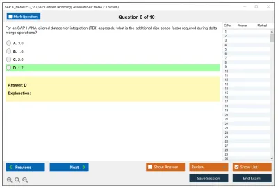 SAP C_HANATEC_18 SAP Certified Technology AssociateSAP HANA 2.0 SPS06 Practice test exam simulator test engine exam Prep practice test questions answers Image 6