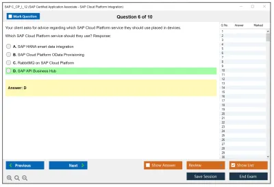 SAP C_CP_I_12 SAP Certified Application Associate - SAP Cloud Platform Integration Practice test exam simulator test engine exam Prep practice test questions answers Image 6