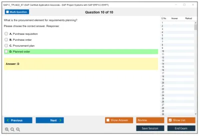 SAP C_TPLM22_67 SAP Certified Associate - SAP Project Systems with SAP ERP 6.0 EHP7 Practice test exam simulator test engine exam Prep practice test questions answers Image 10