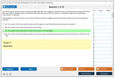 Oracle 1z0-1052-22 Oracle Talent Management Cloud 2022 Implementation Professional Practice test exam simulator test engine exam Prep practice test questions answers Image 7