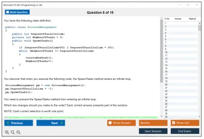 Microsoft 70-483 Programming in C# Practice test exam simulator test engine exam Prep practice test questions answers Image 8
