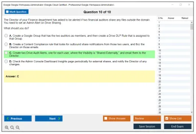 Google Google-Workspace-Administrator Google Cloud Certified - Professional Google Workspace Administrator Practice test exam simulator test engine exam Prep practice test questions answers Image 10