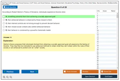 Test Prep CLEP-History-and-Social-Sciences CLEP History and Social Sciences: American Government, Educational Psychology, History of the United States, Macroeconomics, Microeconomics, Psychology Practice test exam simulator test engine exam Prep practice test questions answers Image 8