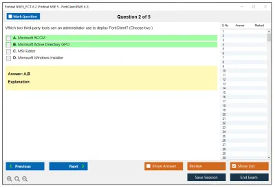 Fortinet NSE5_FCT-6.2 Fortinet NSE 5 - FortiClient EMS 6.2 Practice test exam simulator test engine exam Prep practice test questions answers Image 2