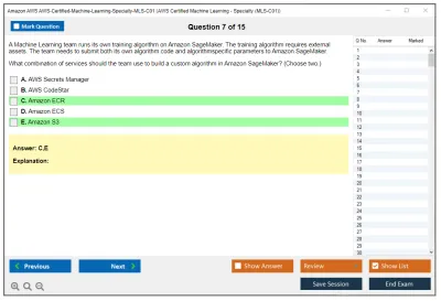 Amazon AWS AWS-Certified-Machine-Learning-Specialty-MLS-C01 AWS Certified Machine Learning - Specialty Practice test exam simulator test engine exam Prep practice test questions answers Image 7