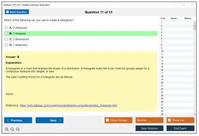 Tableau TDS-C01 Tableau Desktop Specialist Practice test exam simulator test engine exam Prep practice test questions answers Image 11