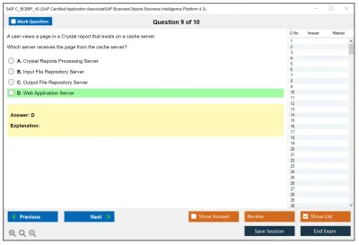 SAP C_BOBIP_43 SAP Certified Application AssociateSAP BusinessObjects Business Intelligence Platform 4.3 Practice test exam simulator test engine exam Prep practice test questions answers Image 9