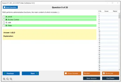 Huawei H11-861_V2.0 HCIP-Video Conference V2.0 Practice test exam simulator test engine exam Prep practice test questions answers Image 8