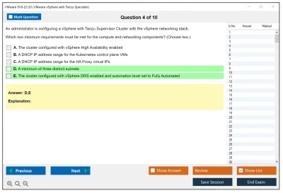 VMware 5V0-23.20 VMware vSphere with Tanzu Specialist Practice test exam simulator test engine exam Prep practice test questions answers Image 4