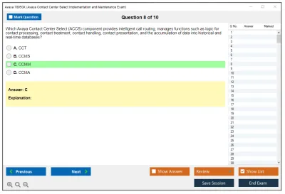 Avaya 78950X Avaya Contact Center Select Implementation and Maintenance Exam Practice test exam simulator test engine exam Prep practice test questions answers Image 8
