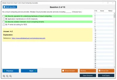 Alibaba Cloud ACA-Cloud1 ACA Cloud Computing Associate Practice test exam simulator test engine exam Prep practice test questions answers Image 2