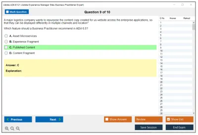 Adobe AD0-E121 Adobe Experience Manager Sites Business Practitioner Expert Practice test exam simulator test engine exam Prep practice test questions answers Image 9
