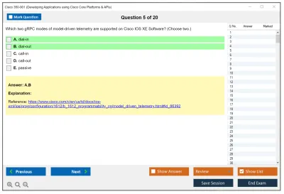 Cisco 350-901 Developing Applications using Cisco Core Platforms and APIs (DEVCOR) Practice test exam simulator test engine exam Prep practice test questions answers Image 5