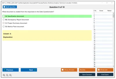 SAP C_THR96_2205 SAP Certified Application AssociateSAP SuccessFactors Workforce Analytics Technical Consultant 1H/2022 Practice test exam simulator test engine exam Prep practice test questions answers Image 9