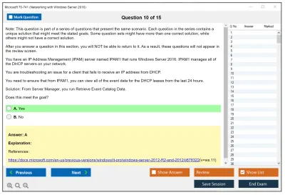 Microsoft 70-741 Networking with Windows Server 2016 Practice test exam simulator test engine exam Prep practice test questions answers Image 10