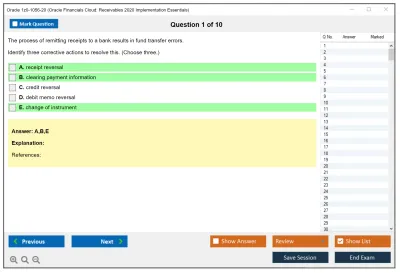 Oracle 1z0-1056-20 Oracle Financials Cloud: Receivables 2020 Implementation Essentials Practice test exam simulator test engine exam Prep practice test questions answers Image 1