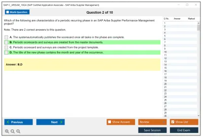 SAP C_ARSUM_19Q4 SAP Certified Application Associate - SAP Ariba Supplier Management Practice test exam simulator test engine exam Prep practice test questions answers Image 2