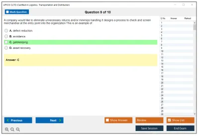 APICS CLTD Certified in Logistics, Transportation and Distribution Practice test exam simulator test engine exam Prep practice test questions answers Image 9