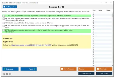 Oracle 1z0-133 Oracle WebLogic Server 12c: Administration I Practice test exam simulator test engine exam Prep practice test questions answers Image 1