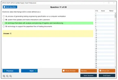APICS CSCP Certified Supply Chain Professional Exam Practice test exam simulator test engine exam Prep practice test questions answers Image 11