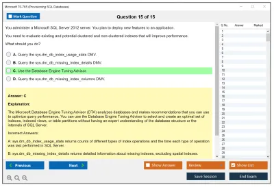 Microsoft 70-765 Provisioning SQL Databases Practice test exam simulator test engine exam Prep practice test questions answers Image 15