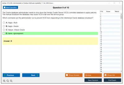 Veritas VCS-256 Administration of Veritas InfoScale Availability 7.1 for UNIX/Linux Practice test exam simulator test engine exam Prep practice test questions answers Image 9