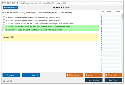 SAP C_BOWI_4302 SAP Certified Application Associate - SAP BusinessObjects Web Intelligence 4.3 Practice test exam simulator test engine exam Prep practice test questions answers Image 5