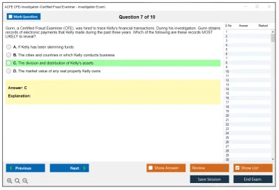 ACFE CFE-Investigation Certified Fraud Examiner (CFE) - Investigation Practice test exam simulator test engine exam Prep practice test questions answers Image 7
