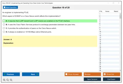 Cisco 350-601 Implementing Cisco Data Center Core Technologies (350-601 DCCOR) Practice test exam simulator test engine exam Prep practice test questions answers Image 18