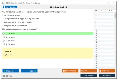 Cisco 500-052 Deploying Cisco Unified Contact Center Express Practice test exam simulator test engine exam Prep practice test questions answers Image 10