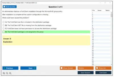 Fortinet NSE5_FCT-6.2 Fortinet NSE 5 - FortiClient EMS 6.2 Practice test exam simulator test engine exam Prep practice test questions answers Image 3