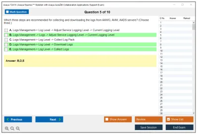 Avaya 7241X Avaya Equinox™ Solution with Avaya AuraÂ® Collaboration Applications Support Exam Practice test exam simulator test engine exam Prep practice test questions answers Image 5