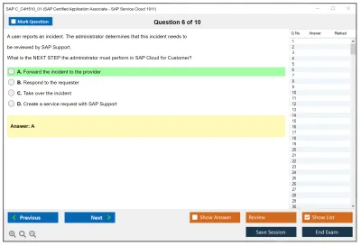 SAP C_C4H510_01 SAP Certified Application Associate - SAP Service Cloud 1911 Practice test exam simulator test engine exam Prep practice test questions answers Image 6