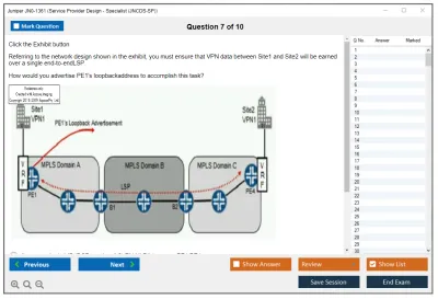 Juniper JN0-1361 Service Provider Design - Specialist (JNCDS-SP) Practice test exam simulator test engine exam Prep practice test questions answers Image 7
