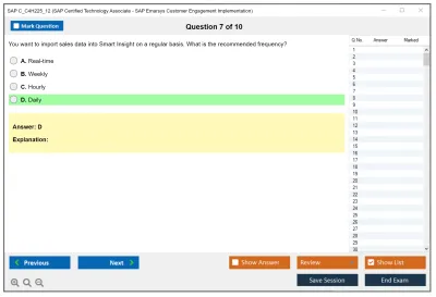 SAP C_C4H225_12 SAP Certified Associate - Implementation Consultant - SAP Emarsys Customer Engagement Practice test exam simulator test engine exam Prep practice test questions answers Image 7