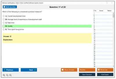 Software Certifications CSQA CSQA Certified Software Quality Analyst Practice test exam simulator test engine exam Prep practice test questions answers Image 17