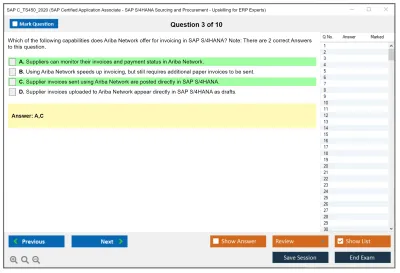 SAP C_TS450_2020 SAP Certified Application Associate - SAP S/4HANA Sourcing and Procurement - Upskilling for ERP Experts Practice test exam simulator test engine exam Prep practice test questions answers Image 3