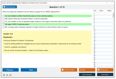 Oracle 1z0-591 Oracle Business Intelligence Foundation Suite 11g Essentials Practice test exam simulator test engine exam Prep practice test questions answers Image 1